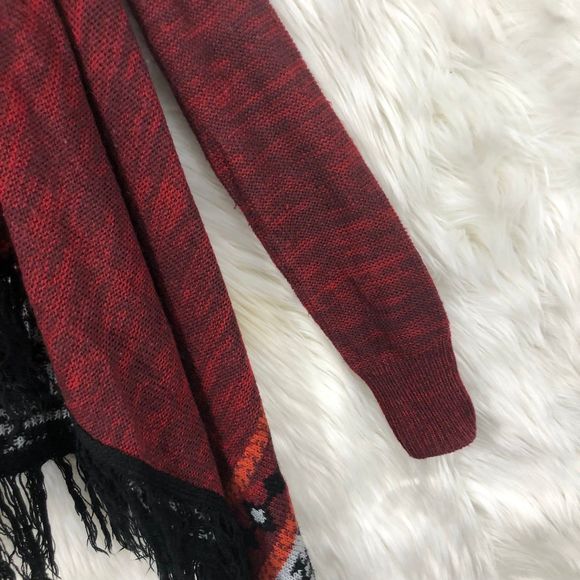 Women’s Southwesten, Aztec Cardigan w/Fringe, Long-Sleeved, Open Front, SZ S - Picture 6 of 7